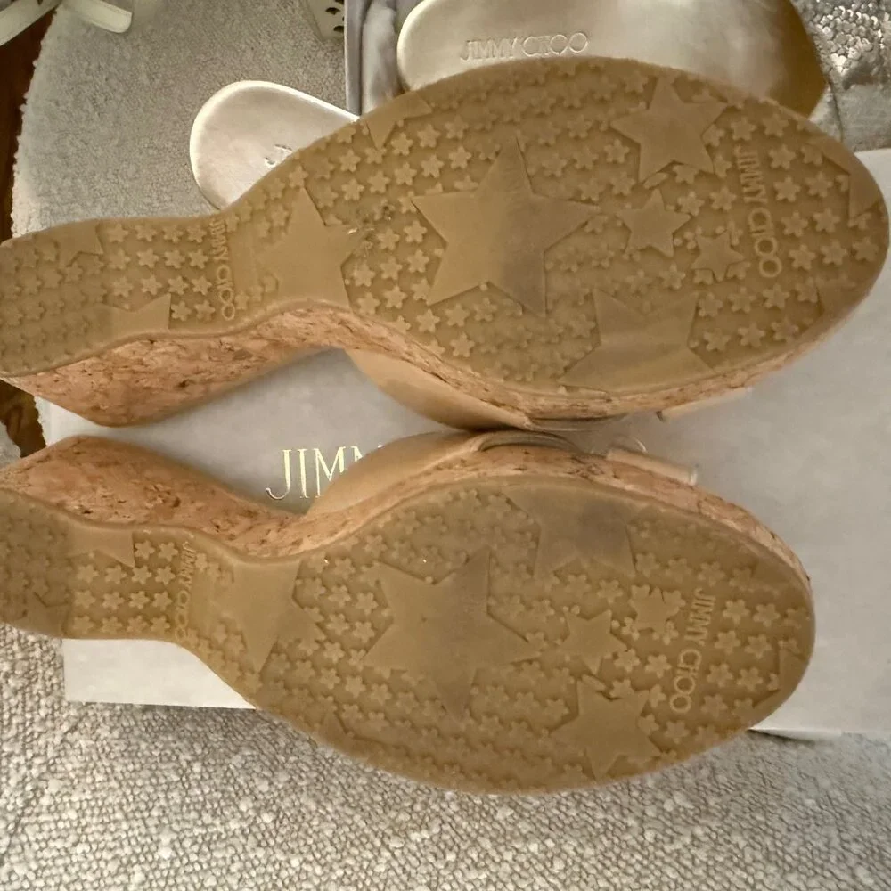 Jimmy Choo Panna wedges w gold tip 39 US 8.5 - Picture 6 of 7